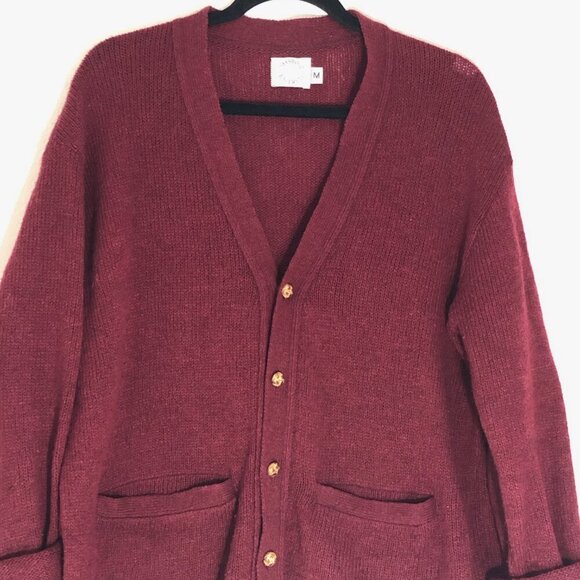 Islesboro Knit Wear Vintage Wool Knit Sweater Mens Size Medium Burgundy Red - Picture 1 of 8